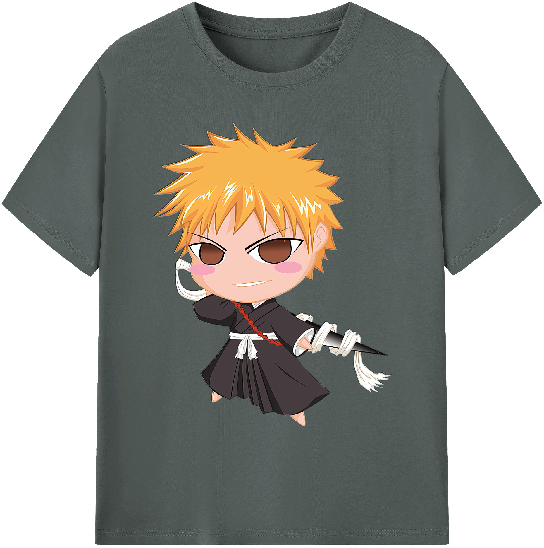 （画像用） ブリーチ 黒崎一護（くろさき いちご）BLEACH Kurosaki Ichigo 綿100％ メンズ半袖Tシャツ｜肌触りやわらか＆通気性